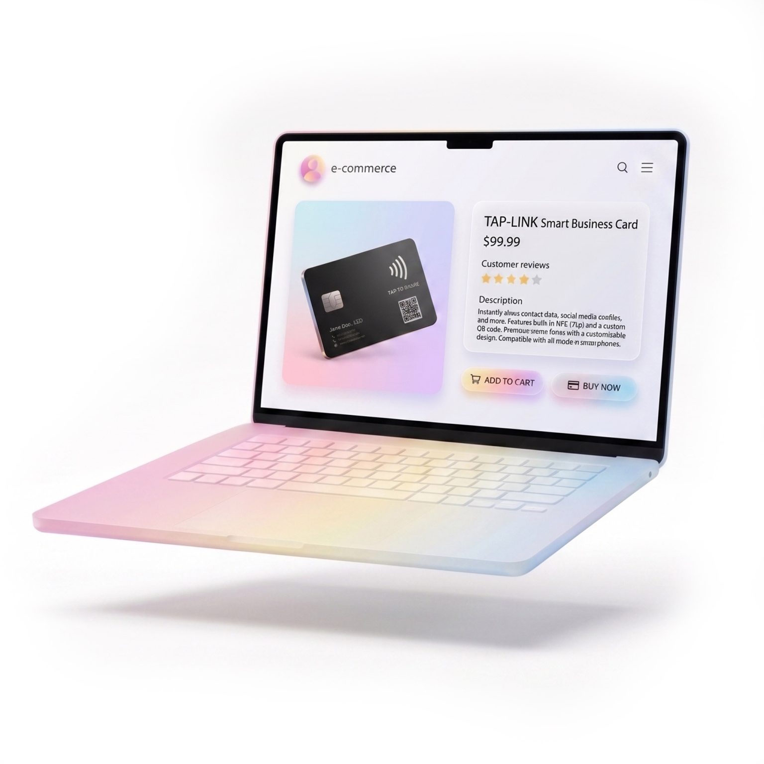 Illustration of an online store product page on a laptop