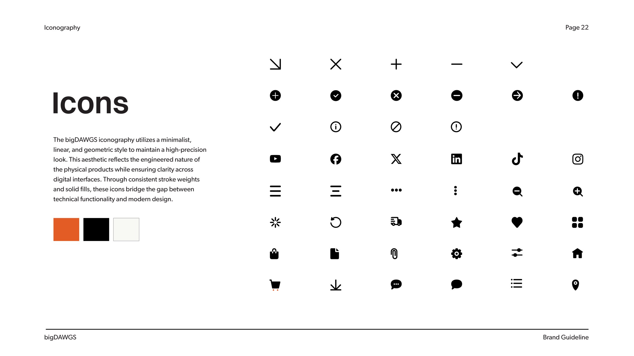 bigDAWGS brand book page 22: icon set