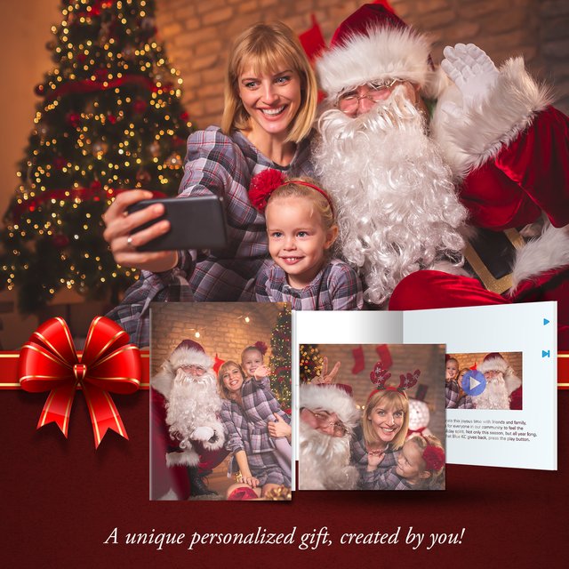 Holiday post for bigDAWGS Express: a family photo card with a screen