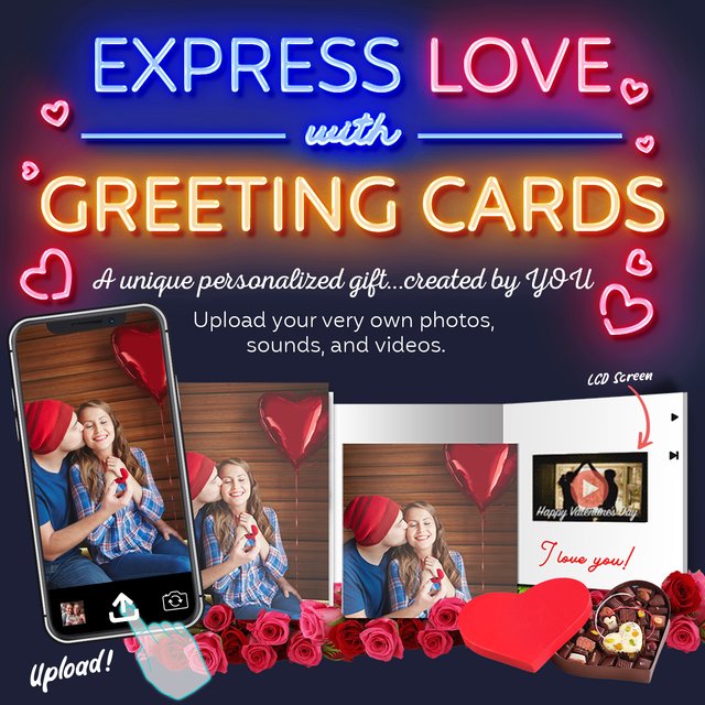 Valentine’s post for bigDAWGS Express: a neon headline and a personalized video card