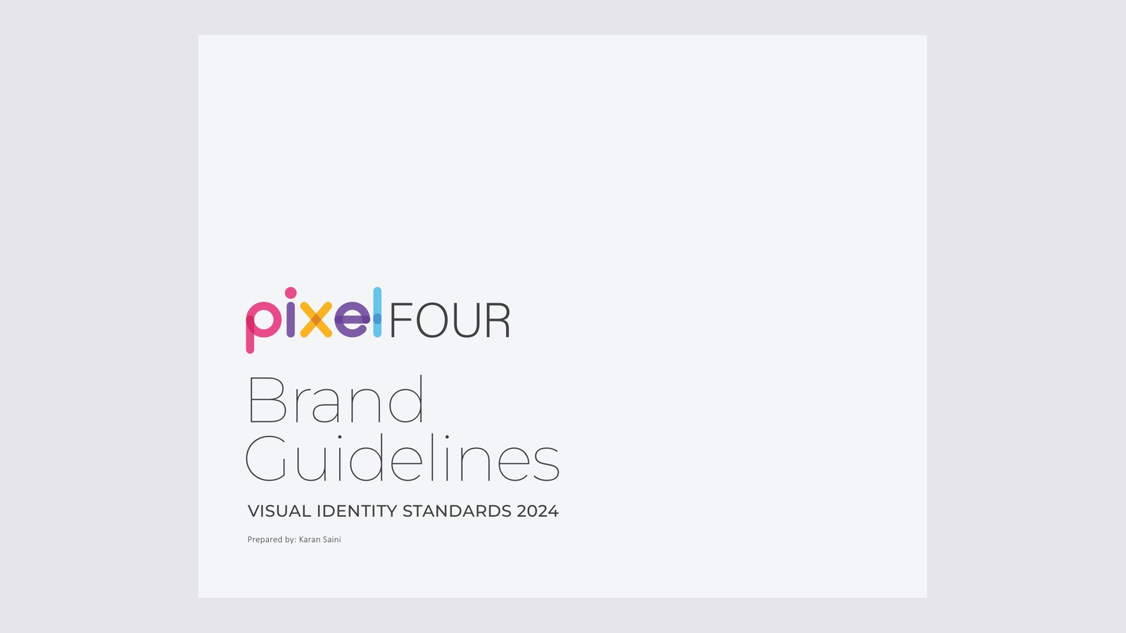 pixelFOUR brand guidelines cover: visual identity standards