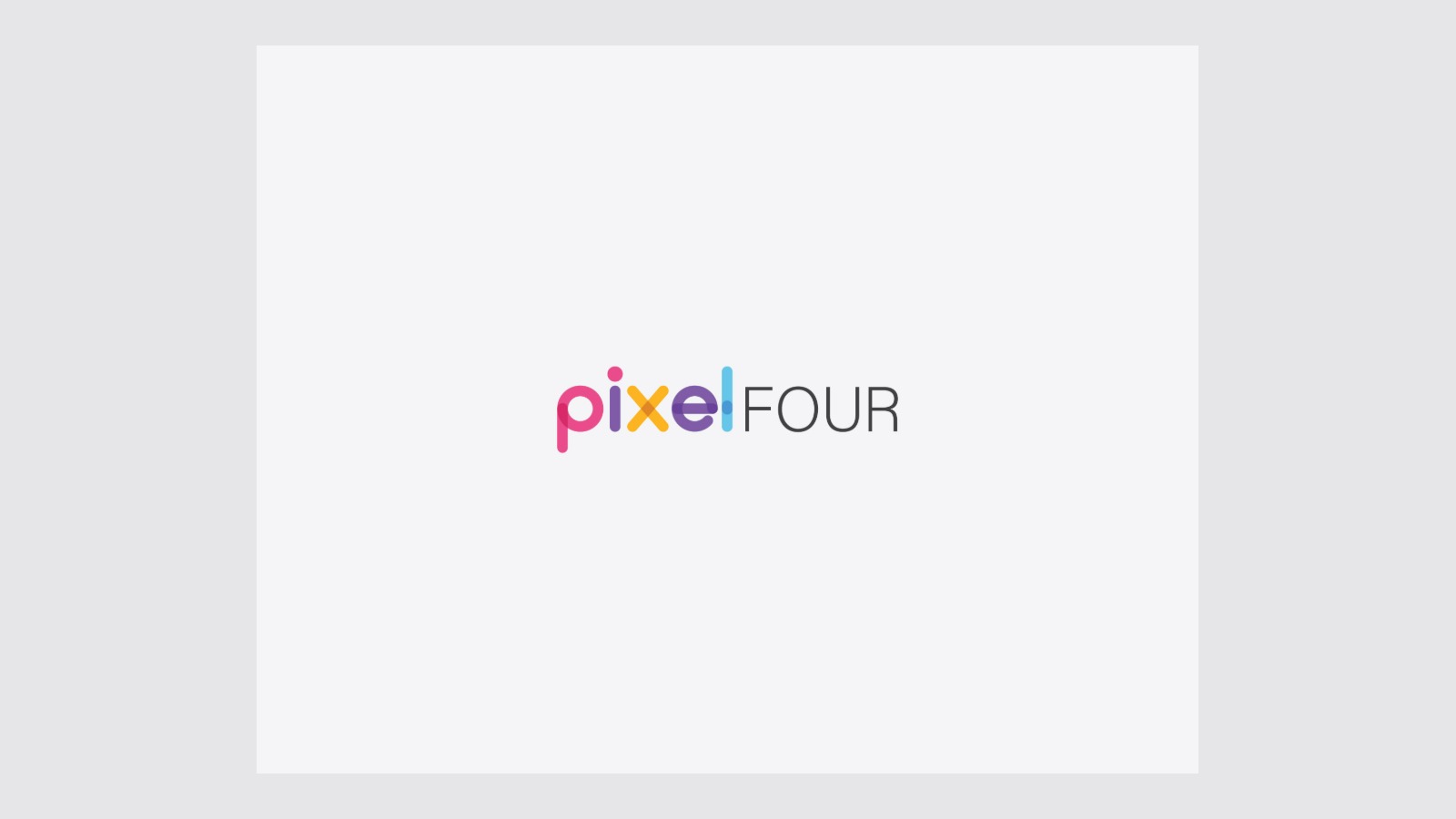 The pixelFOUR logo: “pixel” in pink, purple, blue and yellow, “FOUR” in grey