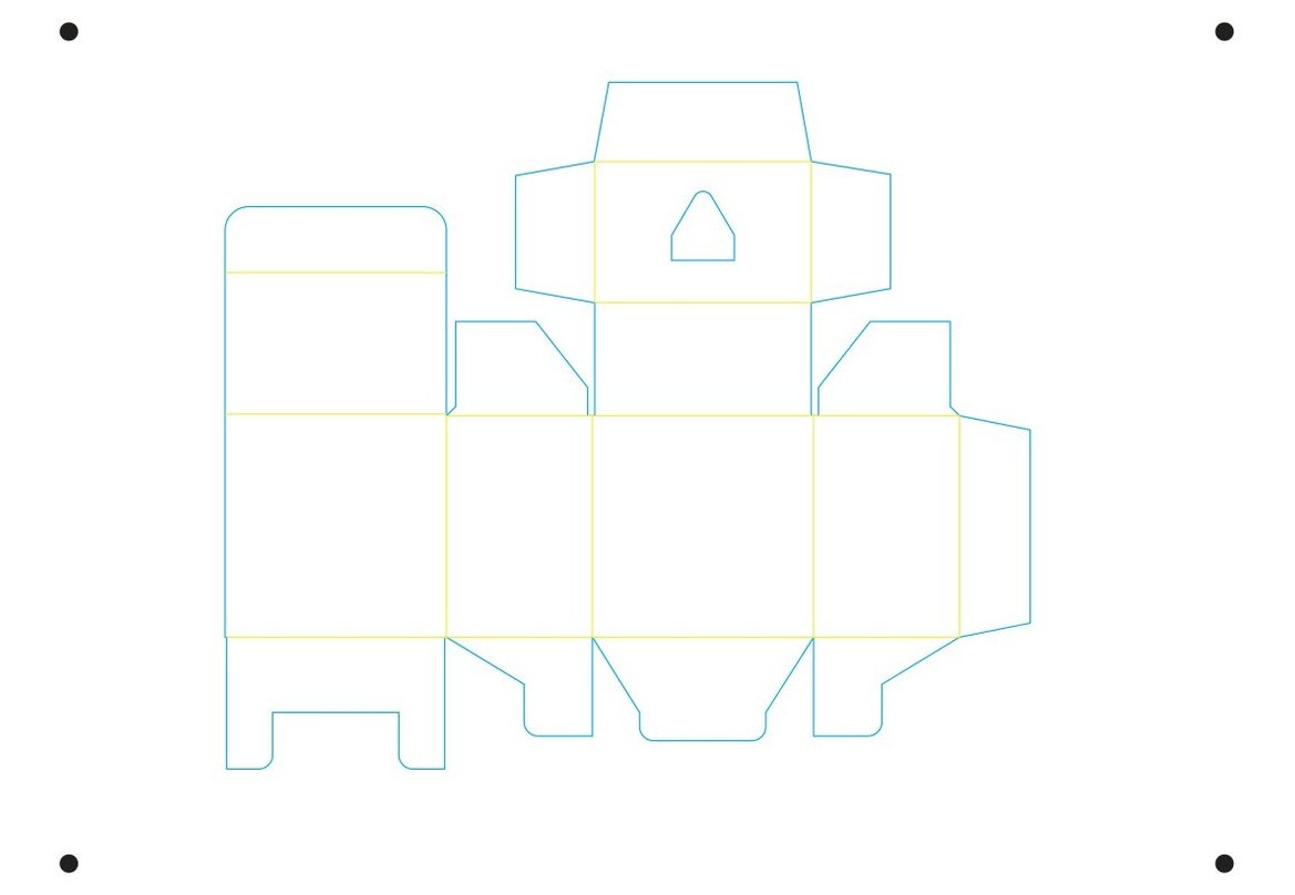 Second test cut of the box dieline