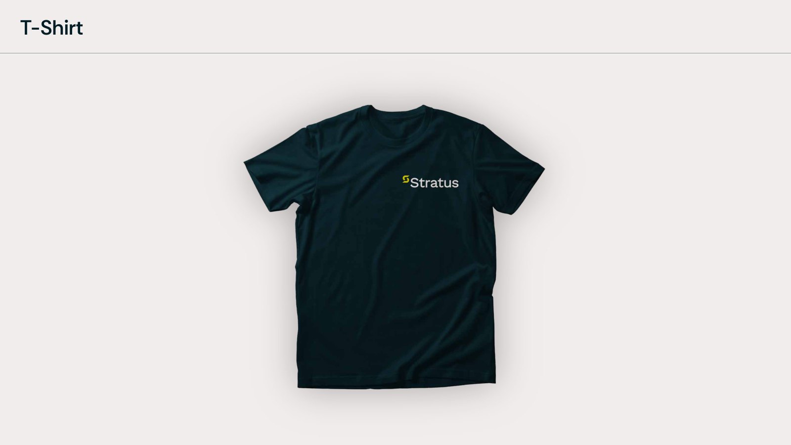 A dark Stratus T-shirt with the logo on the chest